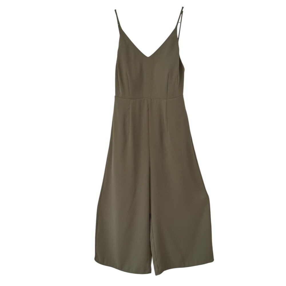 Love Bonito Wm 6 Padded Olive (079) Spagetti String Crop Wide Leg Jumpsuit NWT